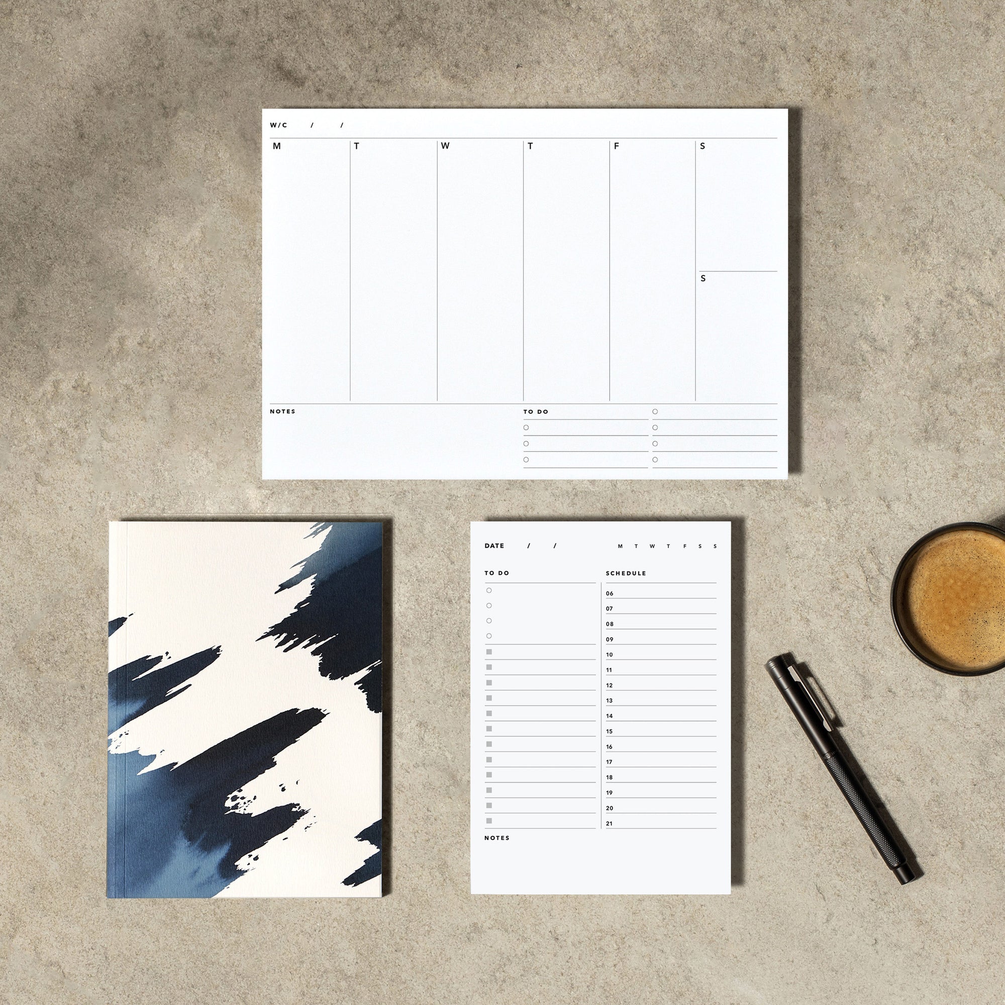 Layflat Notebook + Recycled Planner Set