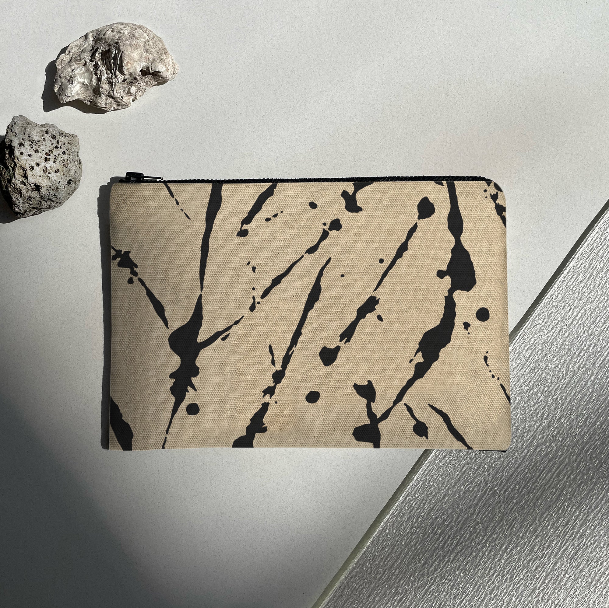 Organic Cotton Zip Case - Abstract Markings Print