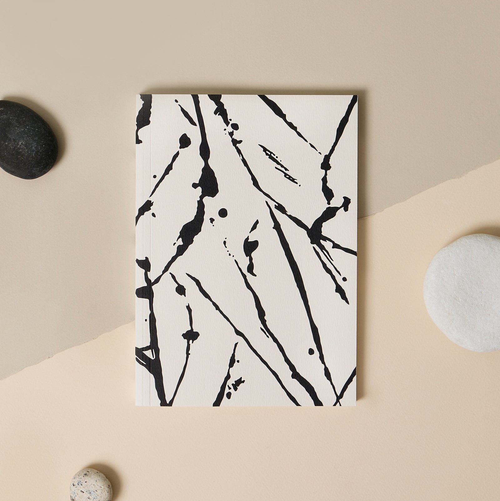 A5 Layflat Softcover Notebook - Ivory Abstract Markings