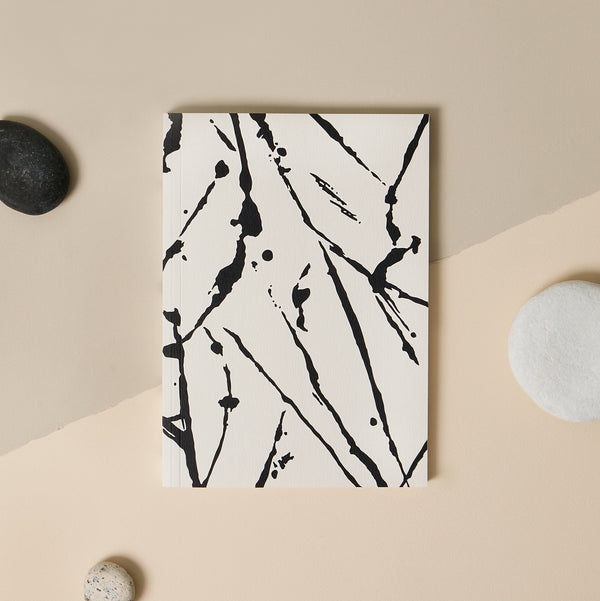 A5 Layflat Softcover Notebook - Ivory Abstract Markings - Matere Studio