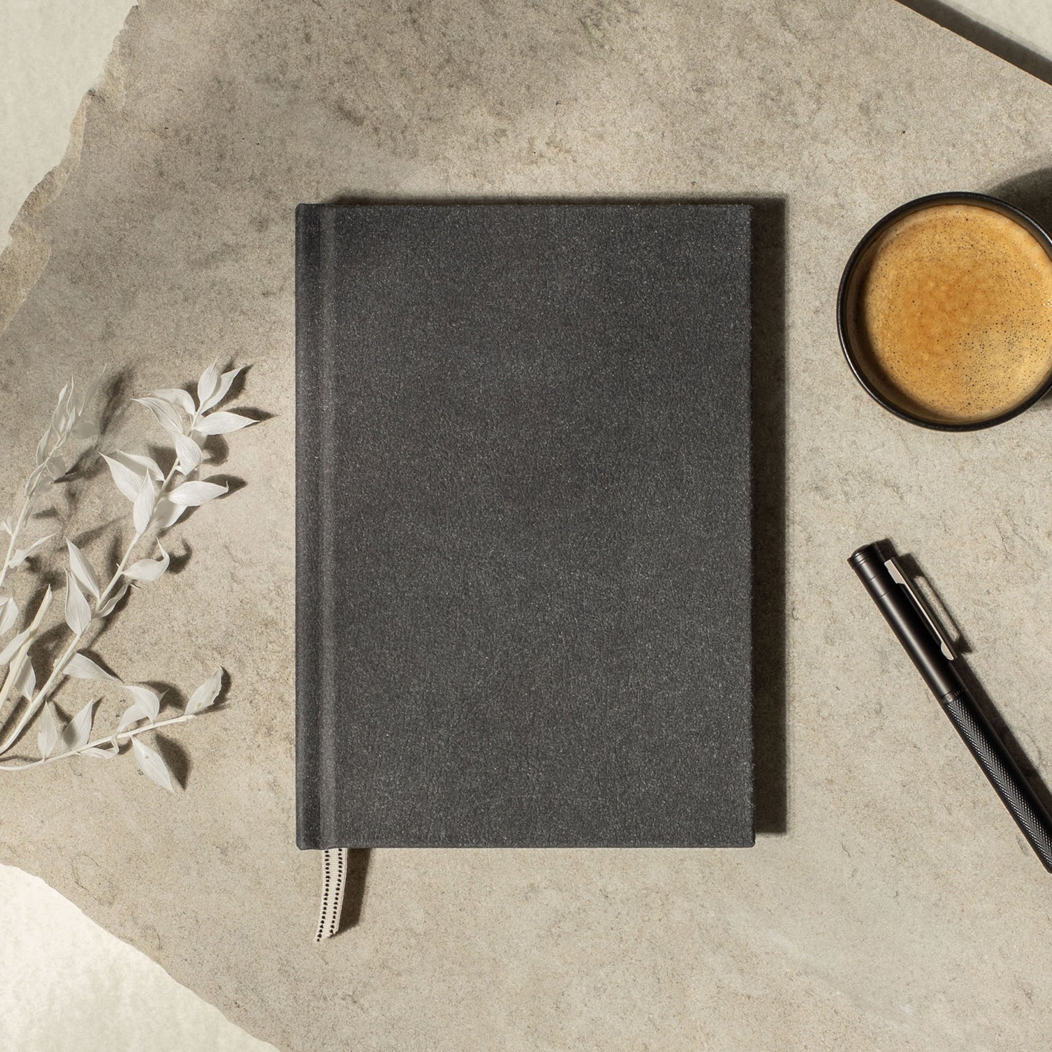 Recycled leather layflat notebook