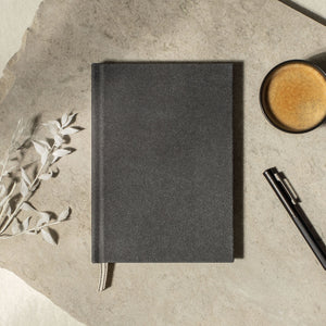 Recycled leather layflat notebook