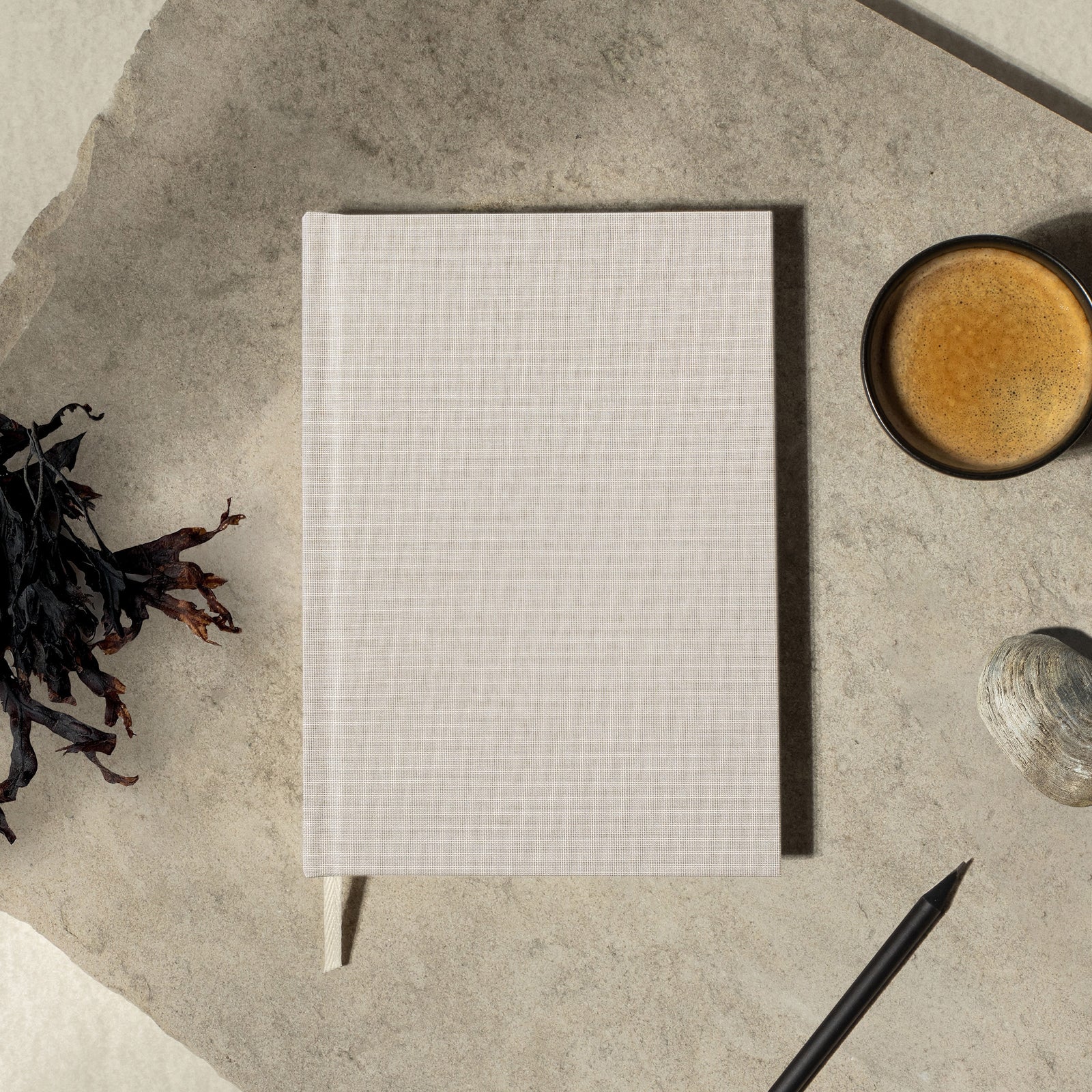A5 Layflat hardcover notebook - Linen Recycled Ocean Plastics