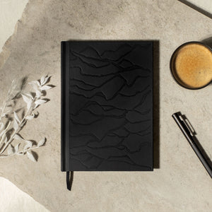 Waves matte black hardcover layflat notebook